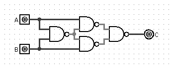 Рис 2. Схема XOR на 4 И-НЕ Рис 2. Схема XOR на 4 И-НЕ